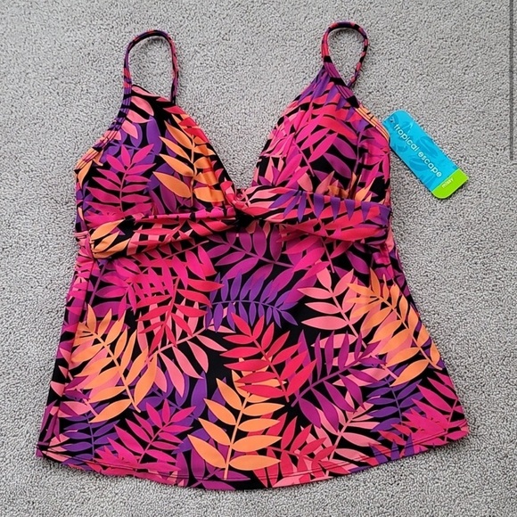 TROPICAL ESCAPE cocao wave Pink Swim Tankini - Picture 2 of 13